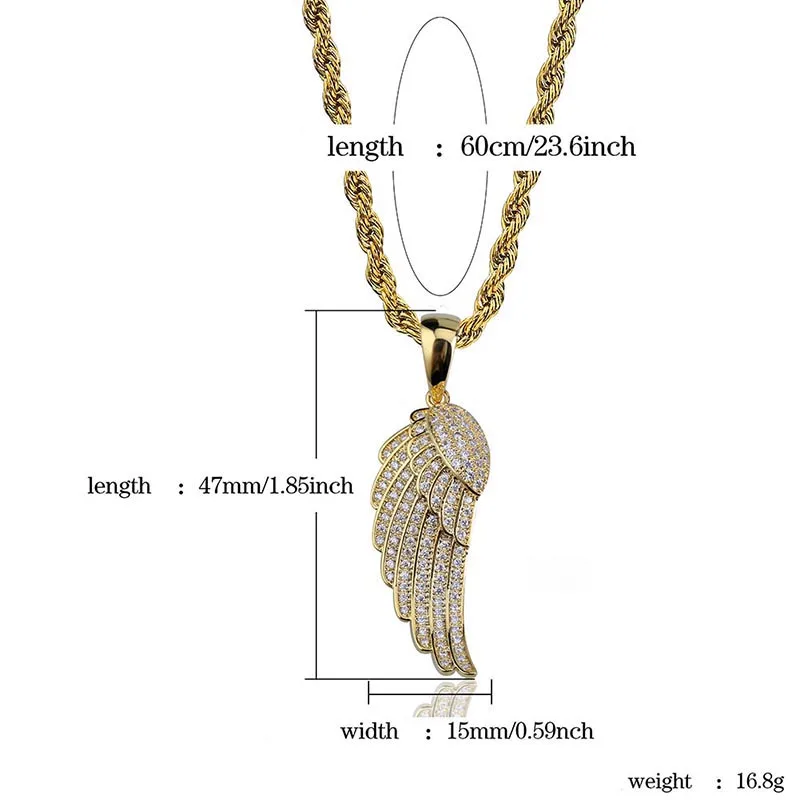 MissFox хип хоп Крылья Ангела мужские ожерелья Iced Out подарок на день Святого Валентина роскошный бренд Engel перо ожерелье s подвески