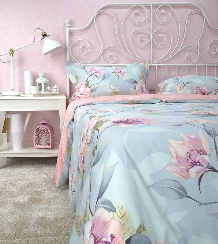 Бесплатная доставка 100% хлопок синие цветы 4 шт. постельные принадлежности без