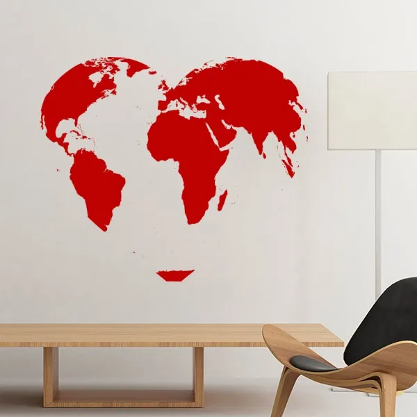 Съемная Настенная Наклейка в форме сердца с изображением карты мира|stickers coin|wallpaper