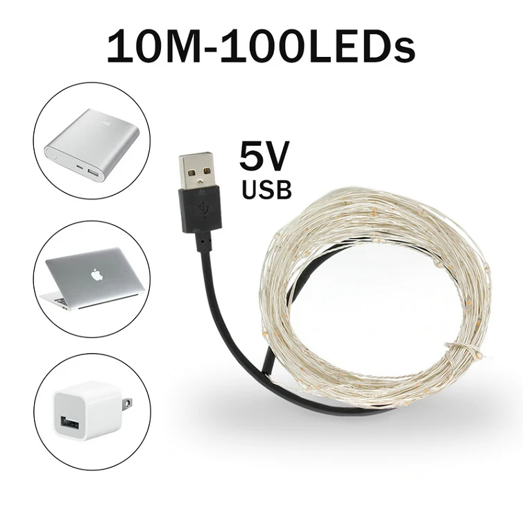 10M-100Leds 10 м светодиодный черный светильник, УФ-гирлянда, USB, для рождества, Хэллоуина, вечерние, водонепроницаемый, DIY, барная лампа, бактерицидный, для сцены, дом с привидениями, Ультрафиолетовый - Мощность в ваттах: 10M-100Leds
