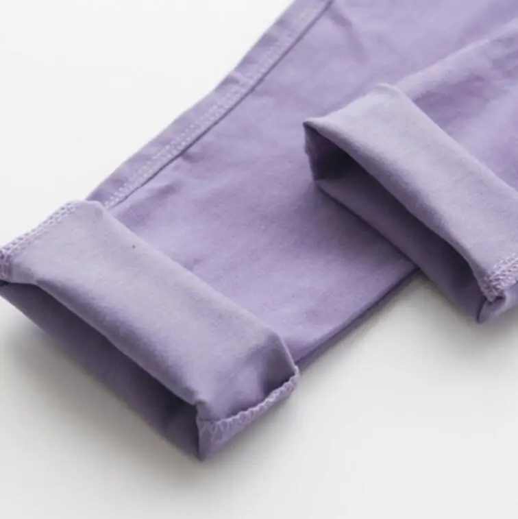 purple kids pants Весенне-осенние узкие штанишки карамельного цвета для маленьких девочек-подростков, детские леггинсы, штаны для девочек, детские штаны для детей 6, 8, 10, 12 лет - Цвет: purple kids pants