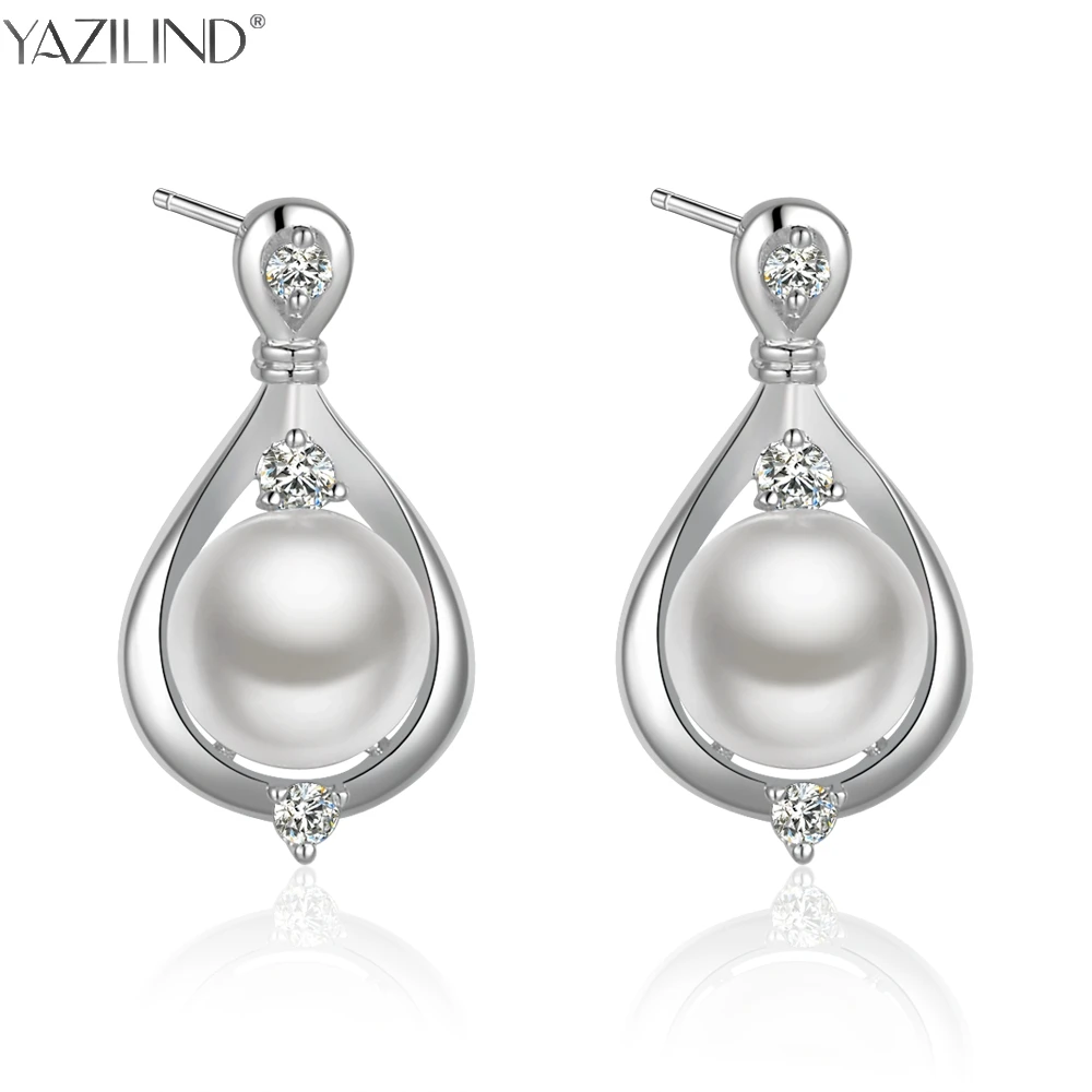 Yazilind модные элегантные Серьги с жемчугом Jewelry Femme Серьги-гвоздики для Для женщин |
