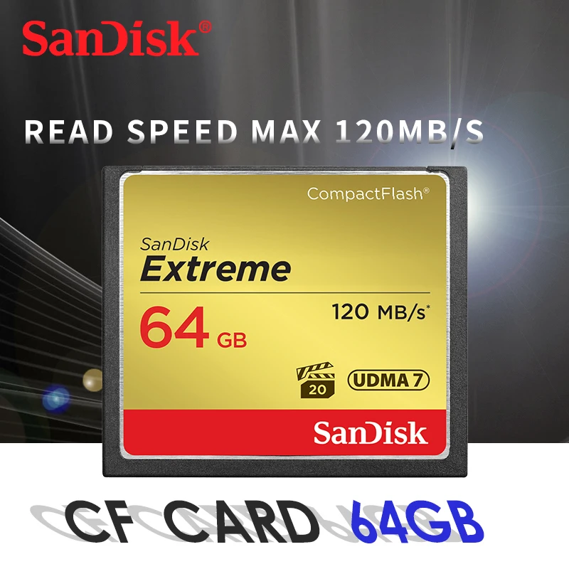 Sandisk оригинальный extreme CompactFlash памяти CF карта LD до 120 МБ/с. узнать Скорость для