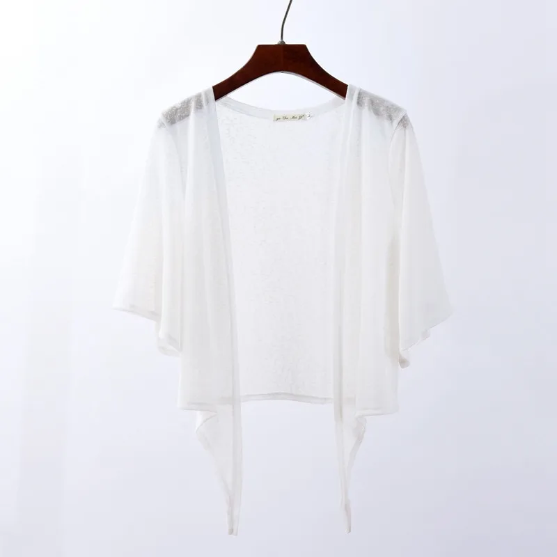 Sanishroly Spring Autumn Women Short Cardigan Coat Casual Loose Thin Lace Cardigans Female Tie Bow White Outwear Plus Size SE651 | Женская