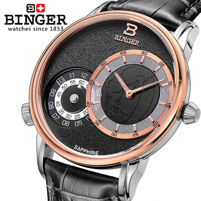 Item 5 Швейцарские мужские часы, люксовый бренд, наручные часы, BINGER, 18K золото, кварцевые часы с кожаным ремешком, водонепроницаемые часы, BG-0389-6 - Цвет: Item 5