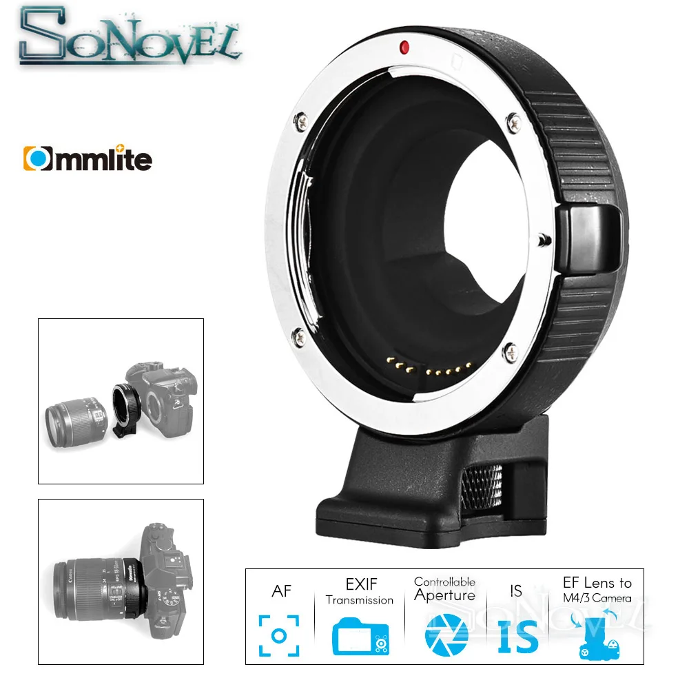 Адаптер объектива Commlite CM-AEF-MFT с автофокусом для EF/EF-S на M4/3 камеры Panasonic GH4 GH5 G7 G9 GX7 GF5