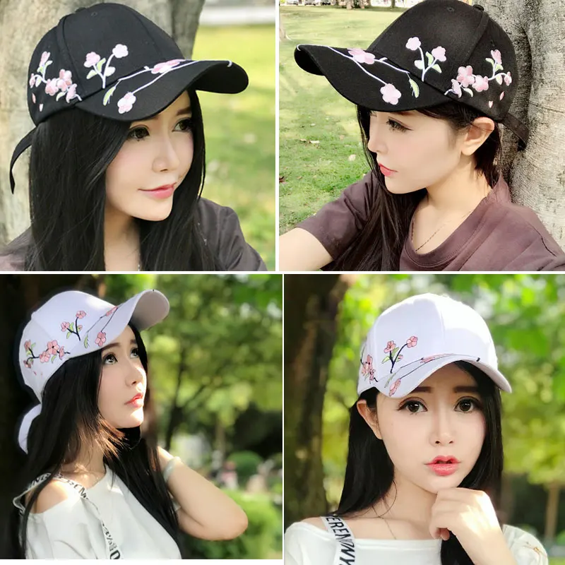 baseball cap women white black with embroidery flower dad hat | Аксессуары для одежды