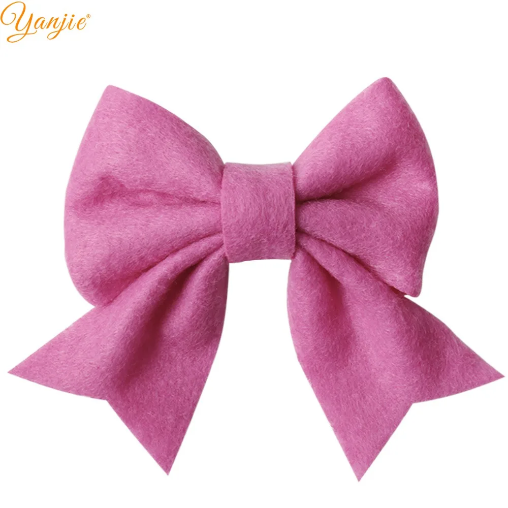 hot pink 12 шт./лот Горячая " Мягкий войлок из нетканого материала заколки для волос заколка-пряжка для" конского хвоста "Заколки для волос для Для женщин DIY нарисованной длинноволосой девочкой аксессуары Mujer - Цвет: hot pink