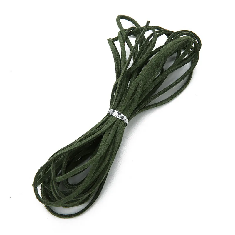 dark green 5 метров 3 мм ширина плоский искусственный замшевый кожаный шнур разноцветные корейские Бархатные кожаные веревки для DIY кожаный шнур ювелирные изделия Mkaing - Цвет: dark green