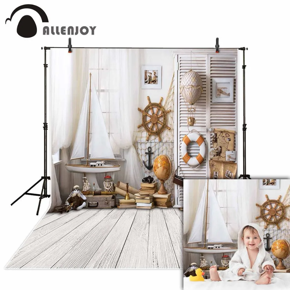 Allenjoy фотофоны белые домашние матросские деревянные доски лодка фоны Лето Рождество фотостудия виниловые
