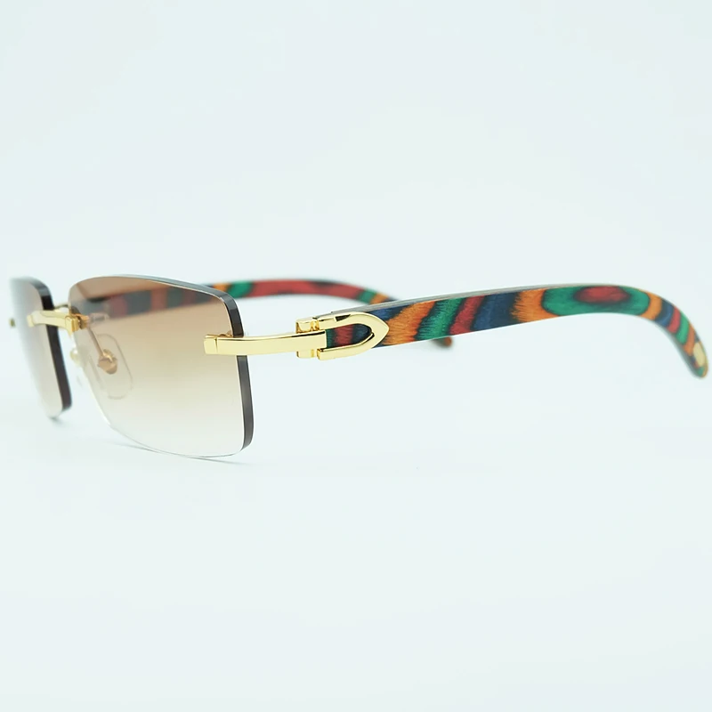 

Vintage Men And Women color wood Sunglasses Rimless Luxury Designer Carter Sun Glasses Shades Eyewear Lentes De Sol Mujer
