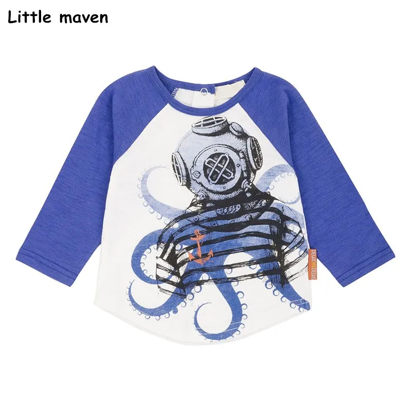 Футболка с принтом Осьминог хлопковая футболка длинными рукавами и круглым