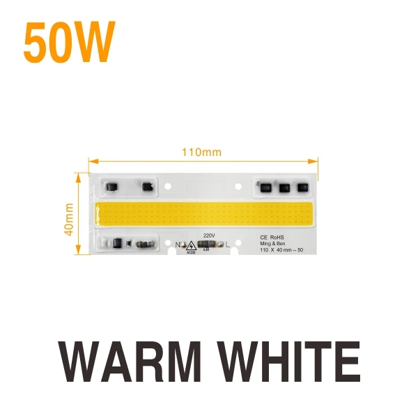 Smart IC светодиодный COB чип лампа 30 Вт 50 Вт 70 Вт 100 Вт 150 Вт 220 В 110 В IP65 Smart IC для DIY светодиодный прожектор холодный теплый белый наружное освещение - Испускаемый цвет: 50W Warm White
