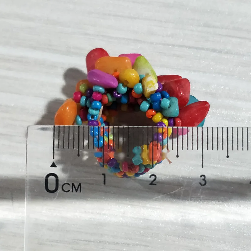 LEADERBEADS Women's Trendy Colorful Resin Stone Rings Summer Beach Party Jewelry Girl's Bohemian Handmade Beads Accessory |