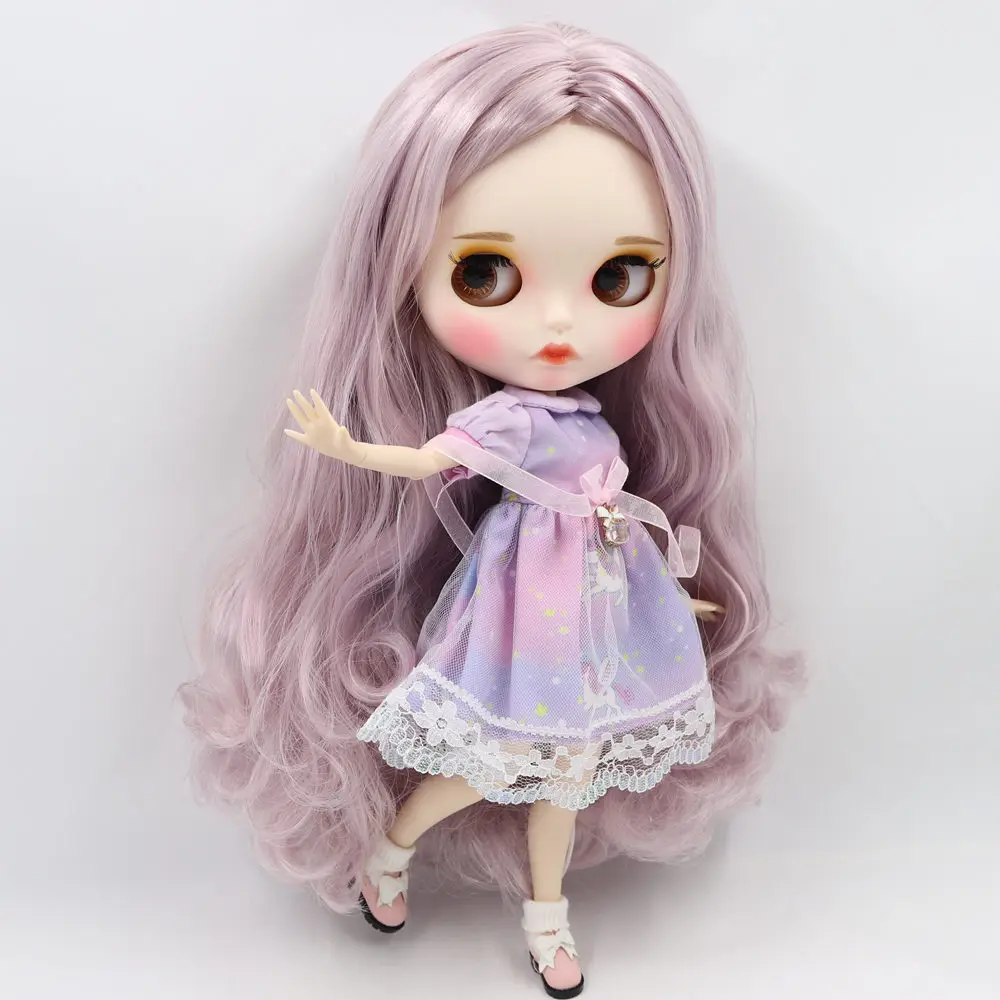 

ICY DBS Blyth Doll For No.BL2352/1049 Purple mix pink hair Carved lips Matte face with eyebrows Joint body 1/6 bjd