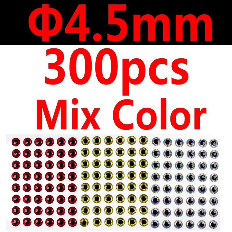 300pcs 4.5mm Wifreo 300 шт 3D рыбный глаз мухобойка стример приманка рыбьи глаза для приманки насекомое Мягкая приманка глаз - Цвет: 300pcs 4.5mm