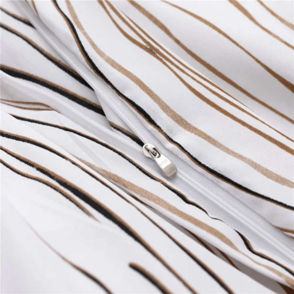 Золотой синий Волна Полосатый постельный комплект пододеяльник наволочка Твин