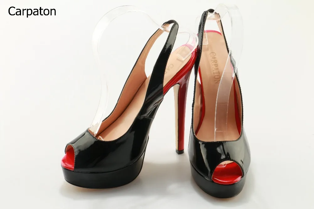 Лидер продаж 2017 женский черный и красный открытый носок слипоны туфли босоножки