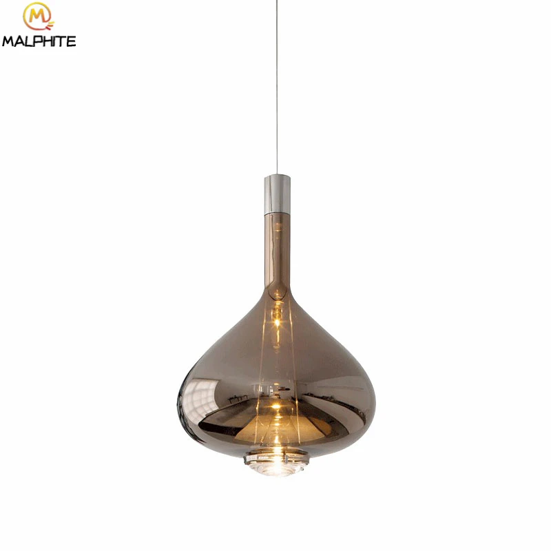 Скандинавское стекло Led подвесная световая балка кафе длинная шея бутылка