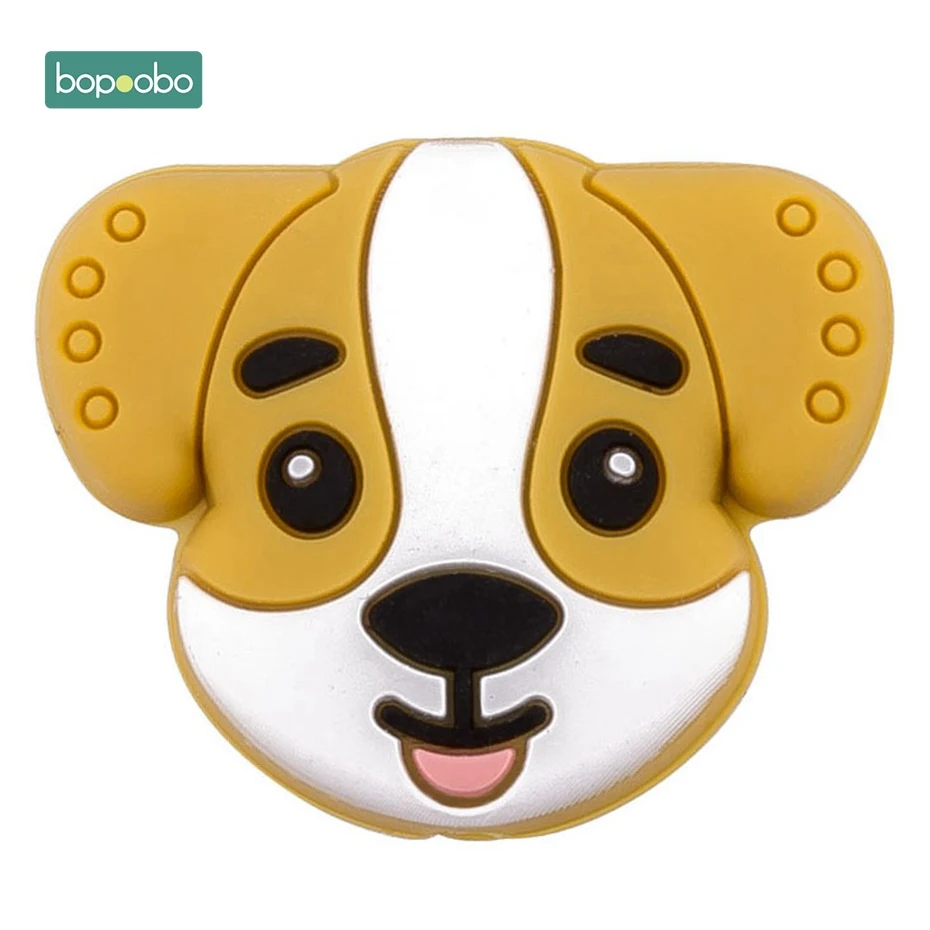 Brown Dog Bopoobo 3 шт. Силиконовые Прорезыватели для зубов мини Щенок Детские игрушки может Жевательная еда класс Силиконовые Бусины DIY ювелирные изделия браслет кроватка собака игрушка - Цвет: Brown Dog