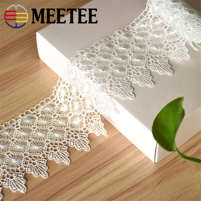 10 метров 8 7 см Водорастворимая белая кружевная отделка с цветами Одежда Ткань