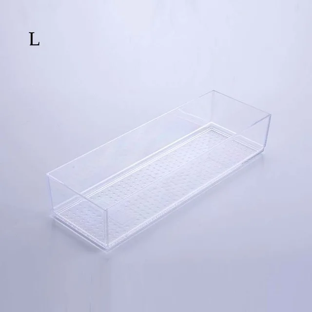 clear size L Органайзер для кухонного ящика, пластиковая домашняя настольная разделительная посуда, органайзер для косметики, коробка для хранения косметики, принадлежности для ванной комнаты, чехол - Цвет: clear size L