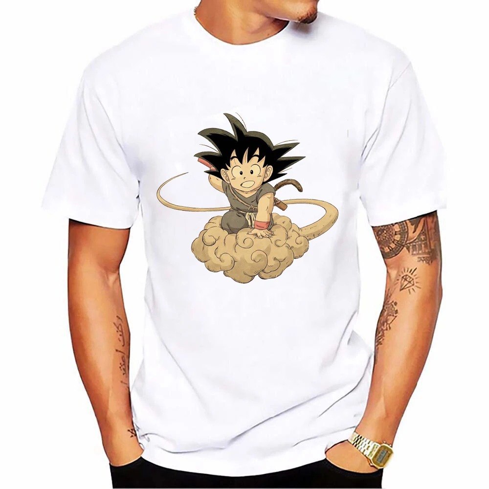 Летняя хлопковая забавная футболка Dragon Ball Z Мужская с принтом Сон Гоку модная