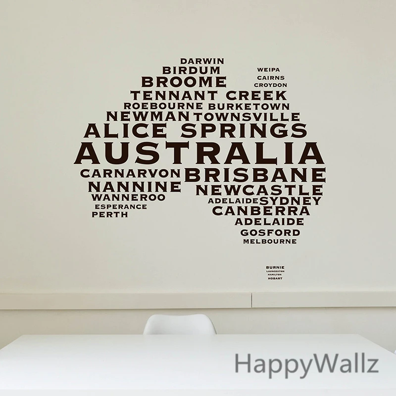 Австралийская карта Настенная Наклейка Австралии 3D Современная Карта обои