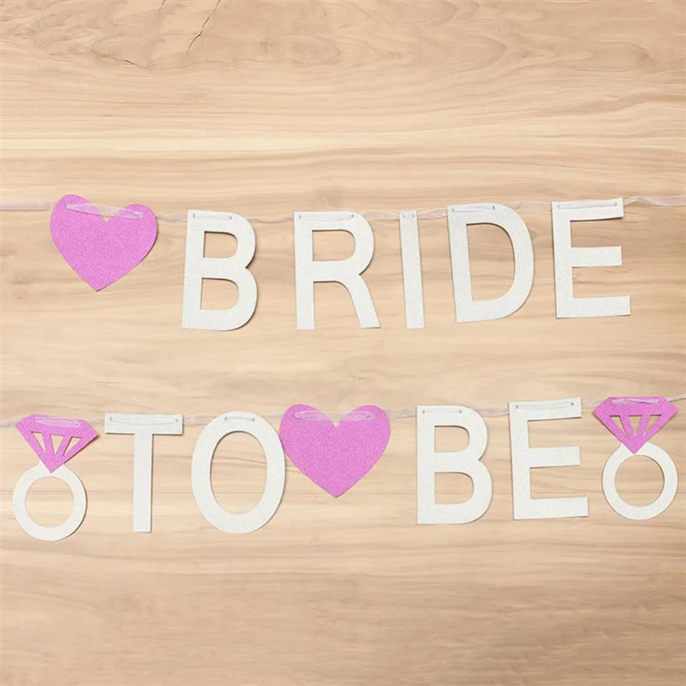 Украшения букв флаг невесты баннер Серебряный Блестящий гирлянда Свадебная