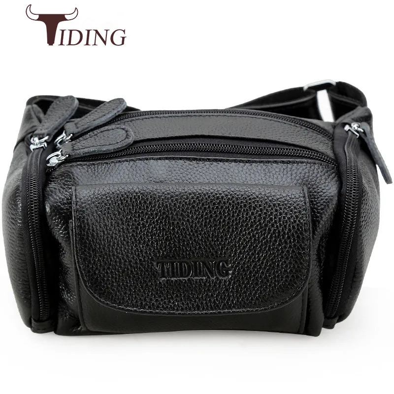 Tiding Мужская поясная сумка из натуральной тисненой кожи нагрудная маленькая