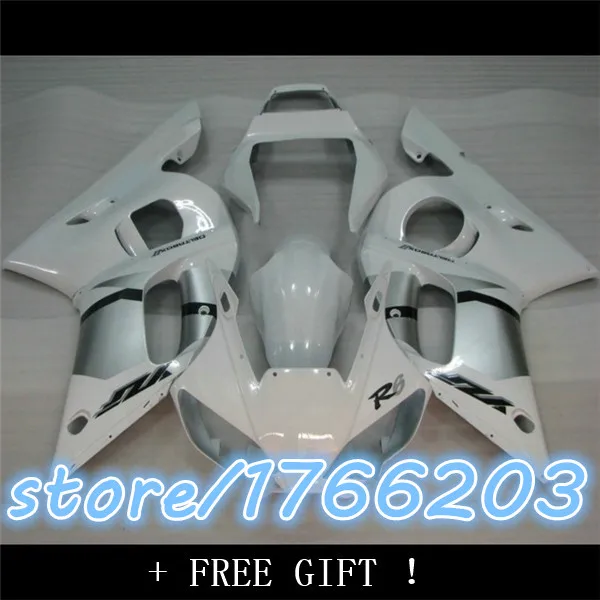 

Hot Sales,All White For YZF R6 1998-2002 yzf600 YZF-R6 YZFR6 98-02 aftermarket ABS fairing kitBBF