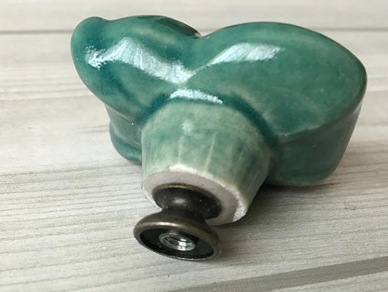 Темно-зеленая керамическая дверная ручка в виде совы для шкафа шкафчик мебели 5