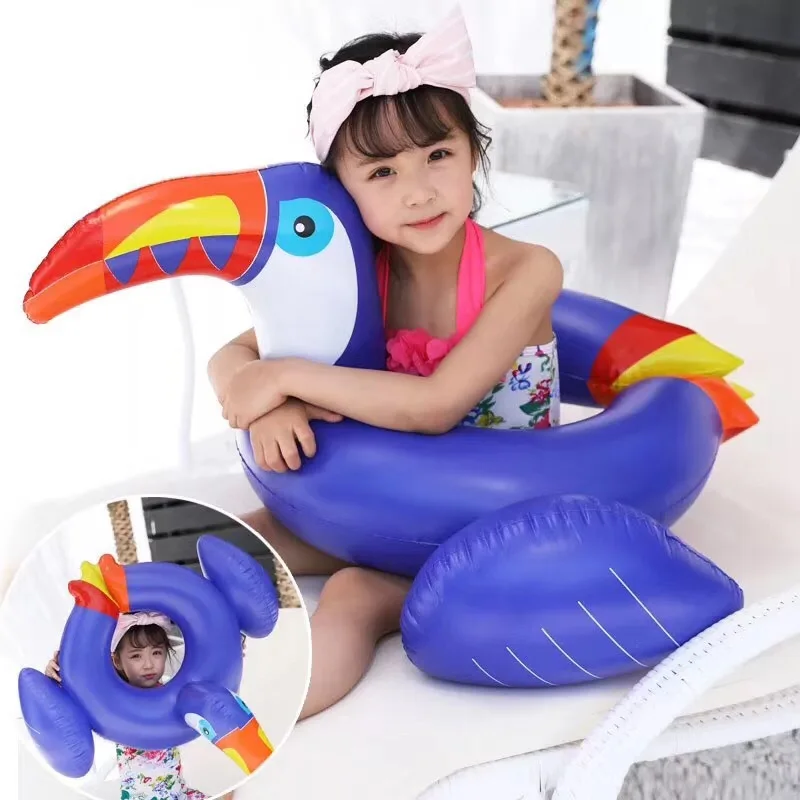 Надувное плавающее кольцо с фламинго регулируемое для плавания Детские