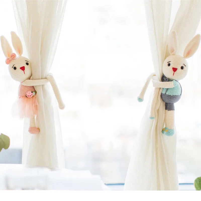 Rabbit Пара/упаковка Lovers серии шторы, ручная работа DIY детские хлопчатобумажные нитки крючком грубой линии куклы - Цвет: Rabbit