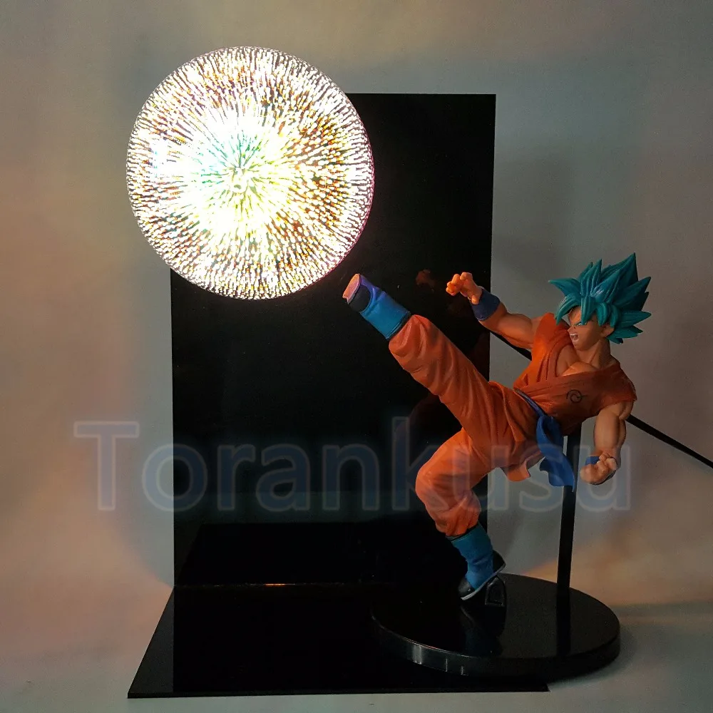 Dragon Ball Z фигурку Бог Гоку Супер Saiyan светодиодное освещение Дисплей игрушки аниме