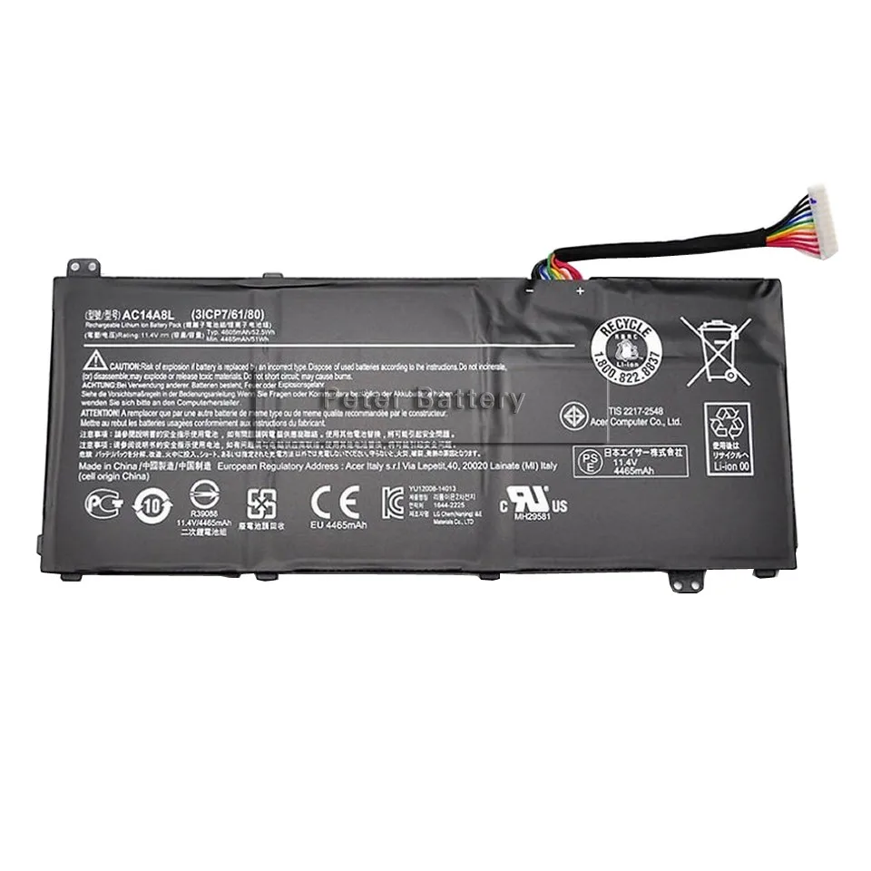 JIGU 11,4 V 52.5WH Оригинальная батарея AC14A8L 934T2119H KT.00307.003 для acer для Aspire V 15 Nitro VN7 VX 15
