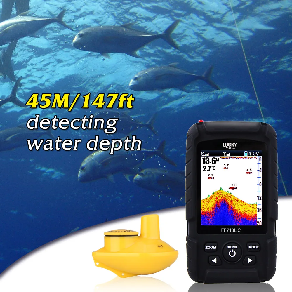 LUCKY беспроводной портативный рыболокатор 45 м/145 футов глубина водонепроницаемый