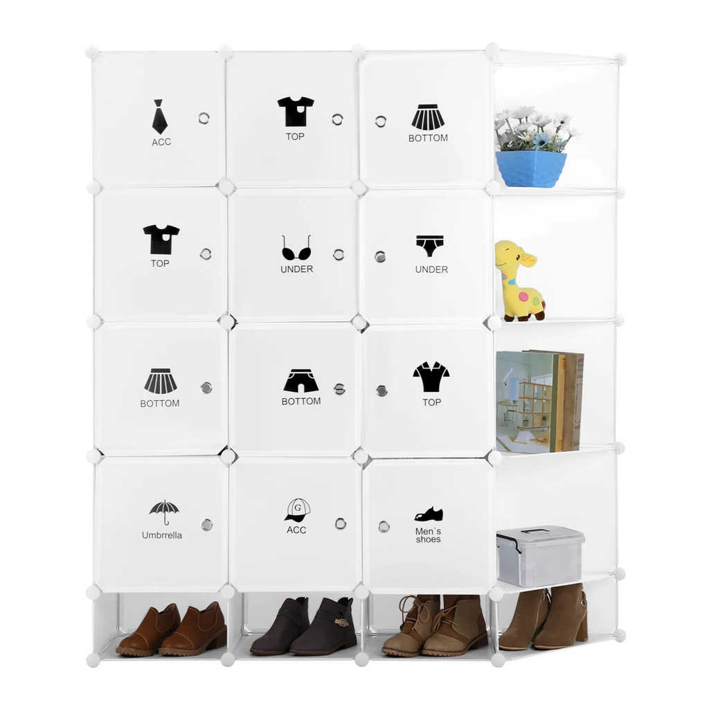 Модульный стеллаж органайзер для хранения в шкафу 16 кубиков одежды|Подставки и