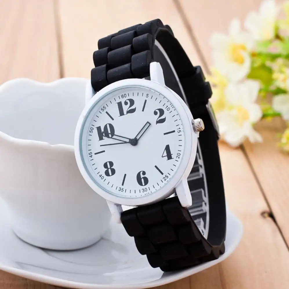 

Timezone #401 Duobla Brand Simple Lady Silicone black Font Sports Quartz Watch