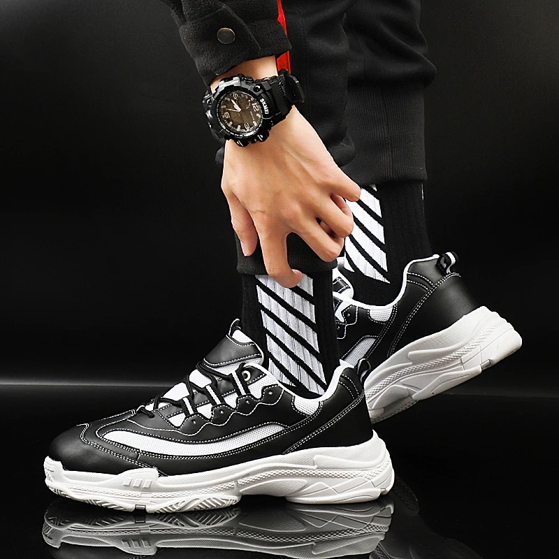 Мужские дышащие кроссовки теннисные туфли для мужчин zapatillas hombre Deportiva Bounce тренировочная уличная Пара Спортивная обувь size35-45 - Цвет: Черный