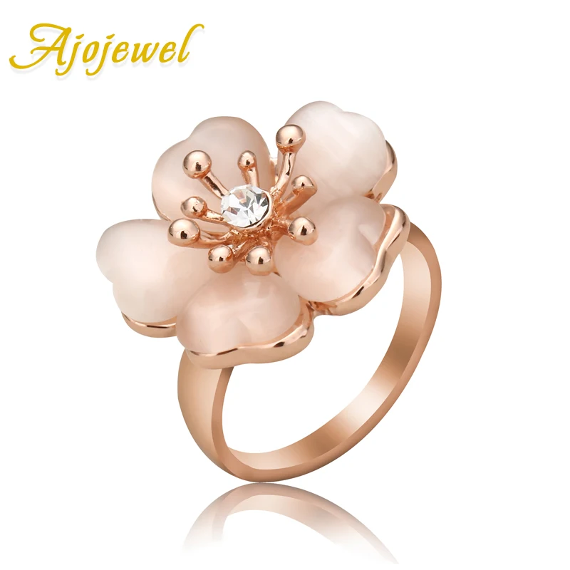 Ajojewel красивые женские аксессуары милое золотистое бежевое кольцо с опалом и