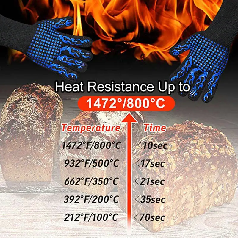 1 пара перчаток для барбекю, термостойкие силиконовые перчатки 1472 °F, перчатки для духовки, для барбекю, для приготовления пищи, для выпечки, камины, сковороды