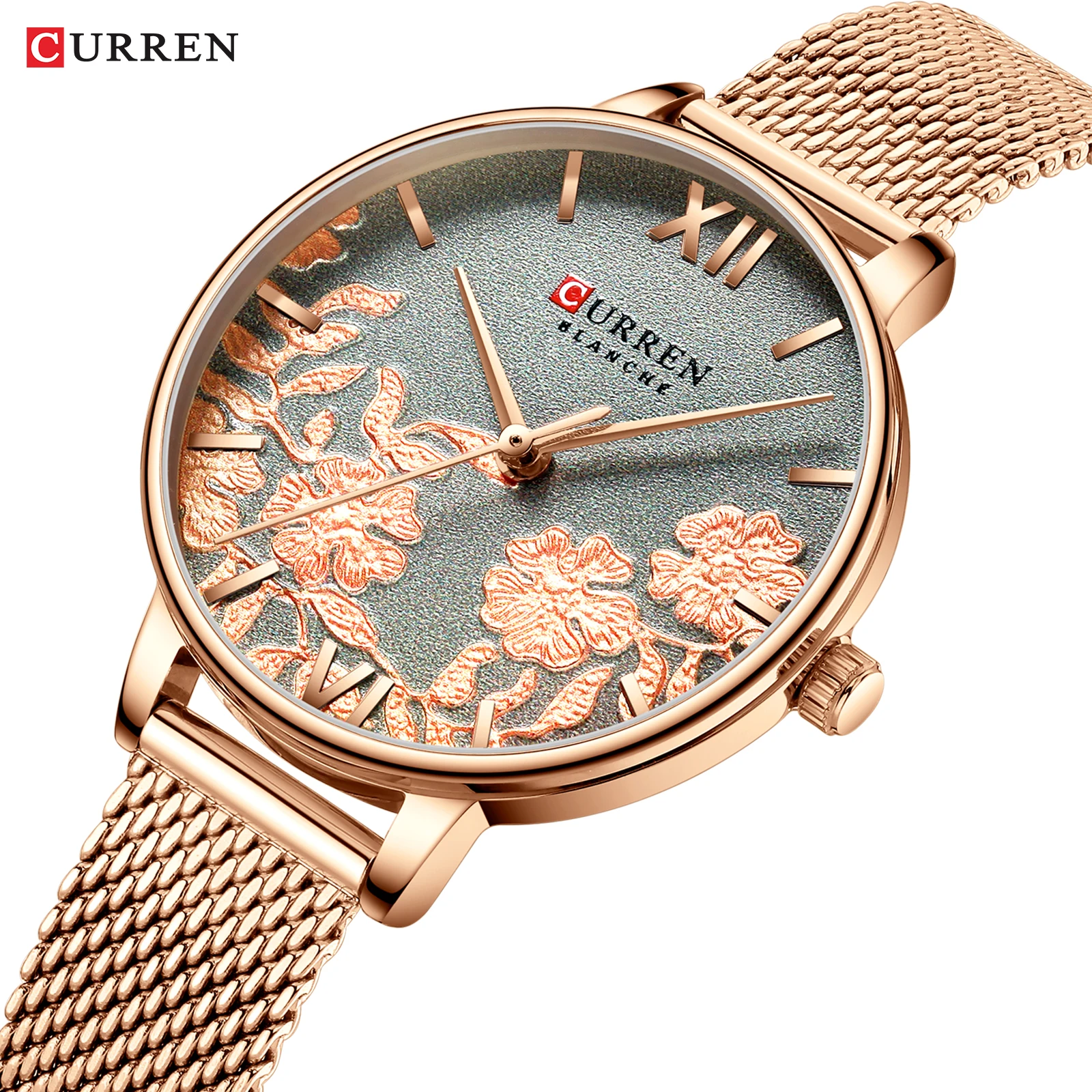 

CURREN Women Watches Top Brand Luxury Creative Dial Ladies Quartz Rose Clock Elegant Mesh Belt New Fashion Wrist Watch Mujer