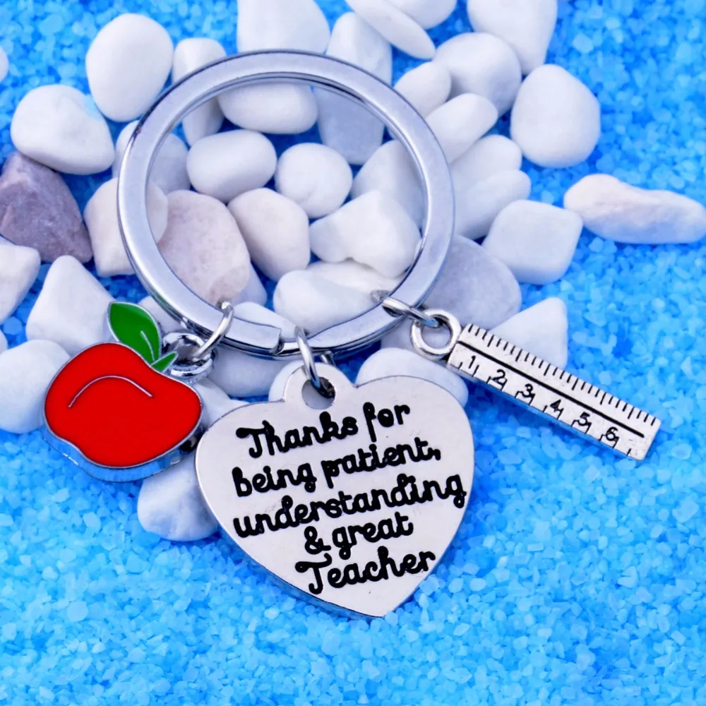 Брелок для учителей Apple Love Heart 12 шт./лот спасибо за терпеливое понимание и отличный