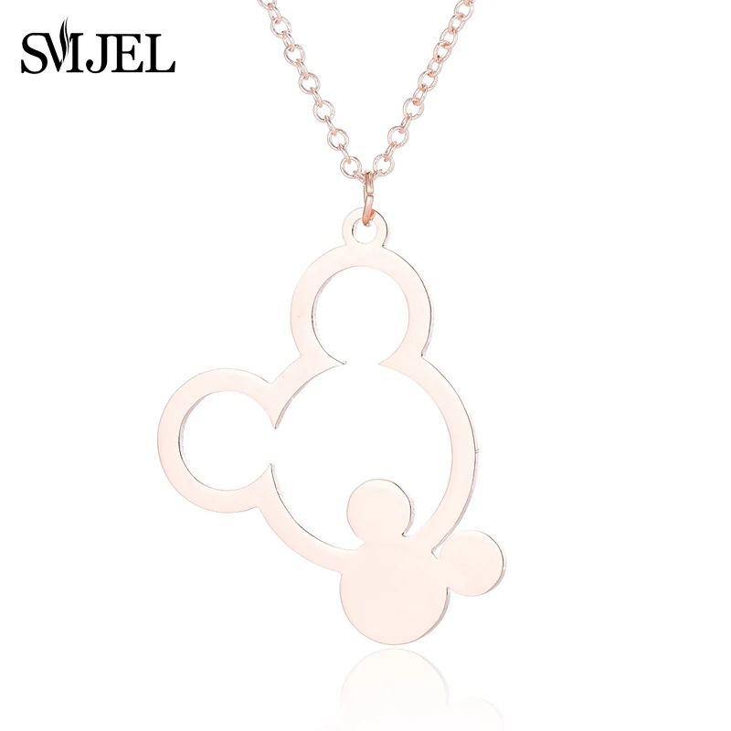 XL529 SMJEL, Минни, бижутерия с Микки, Микки, ожерелье s для женщин, девочек, нержавеющая сталь, милый кулон для животного, ожерелье, Детские аксессуары - Окраска металла: XL529