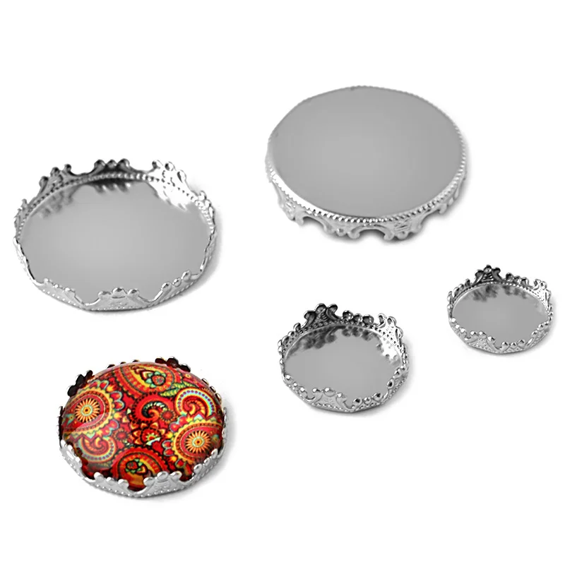 40pcs 2019 New Stainless Steel Fit 12 15 20 25mm Crown Pendant Base Jewelry Making Accessories Wholesale