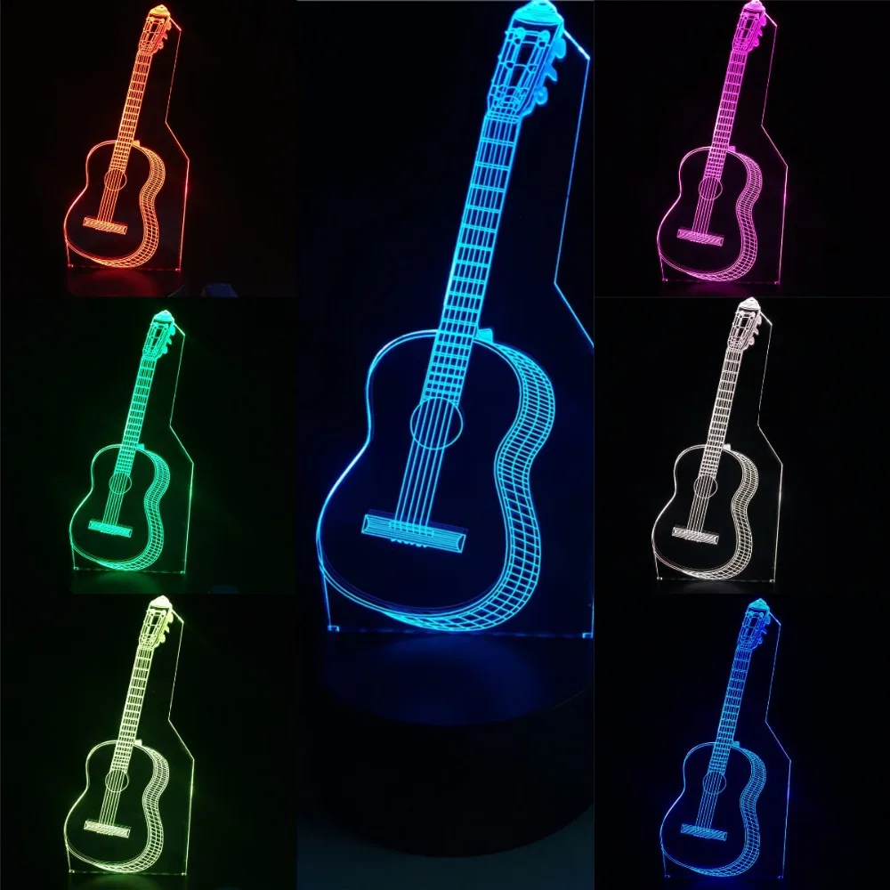 

GAOPIN Music Fashion Guitar Shaped 3D Lamplight LED USB Mood Night Light Multicolor Touch or Remote Luminaria Change Table Lamp