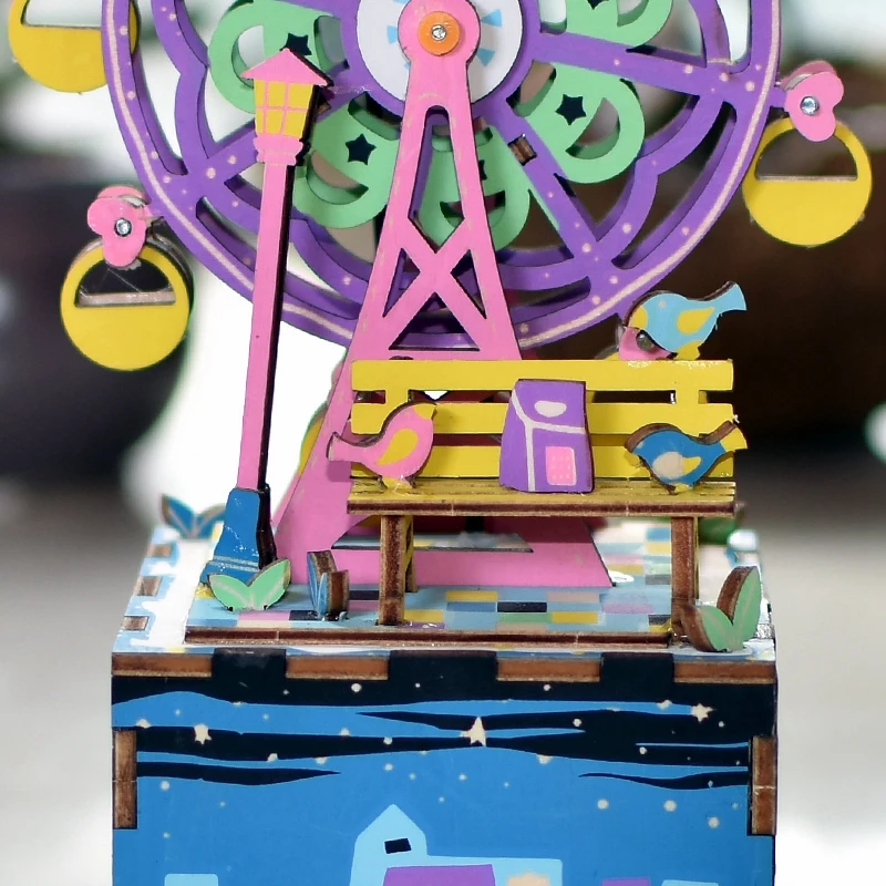 Robotime DIY 3D деревянная карусель колесо обозрения головоломка игра сборка вращающийся Музыкальная Коробка игрушка подарок для детей дети взрослые AM402