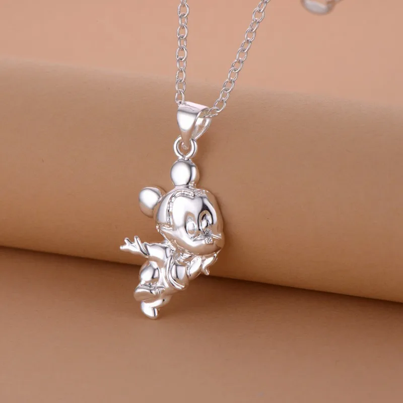 Комплект ювелирных изделий из серебра 925 пробы ожерелье с милыми животными и
