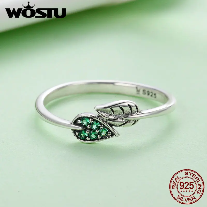 WOSTU, высокое качество, подлинное серебро 925 пробы, танцевальные кольца с листьями, роскошное кольцо, модное ювелирное изделие, подарок FIR093